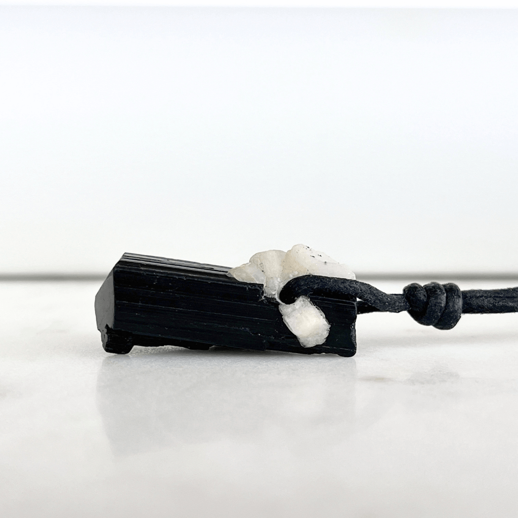 Raw Black Tourmaline Amulet Pendant 