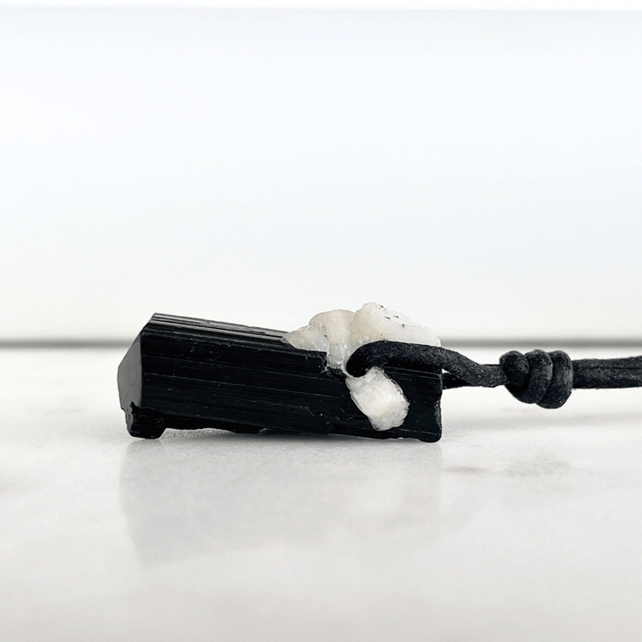 Raw Black Tourmaline Amulet Pendant 