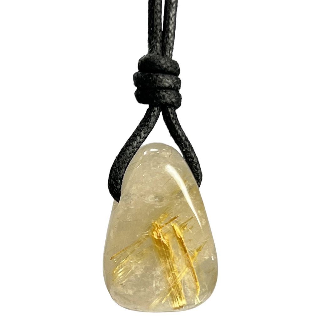 Rutilated Quartz Pendant Necklace - Adjustable Bohemian Style