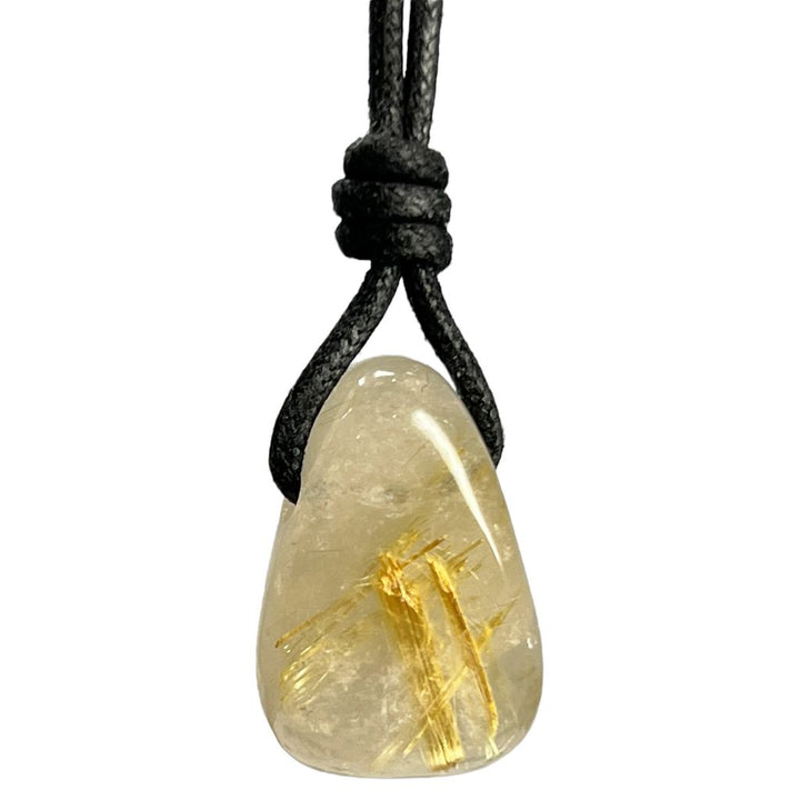 Rutilated Quartz Pendant Necklace - Adjustable Bohemian Style