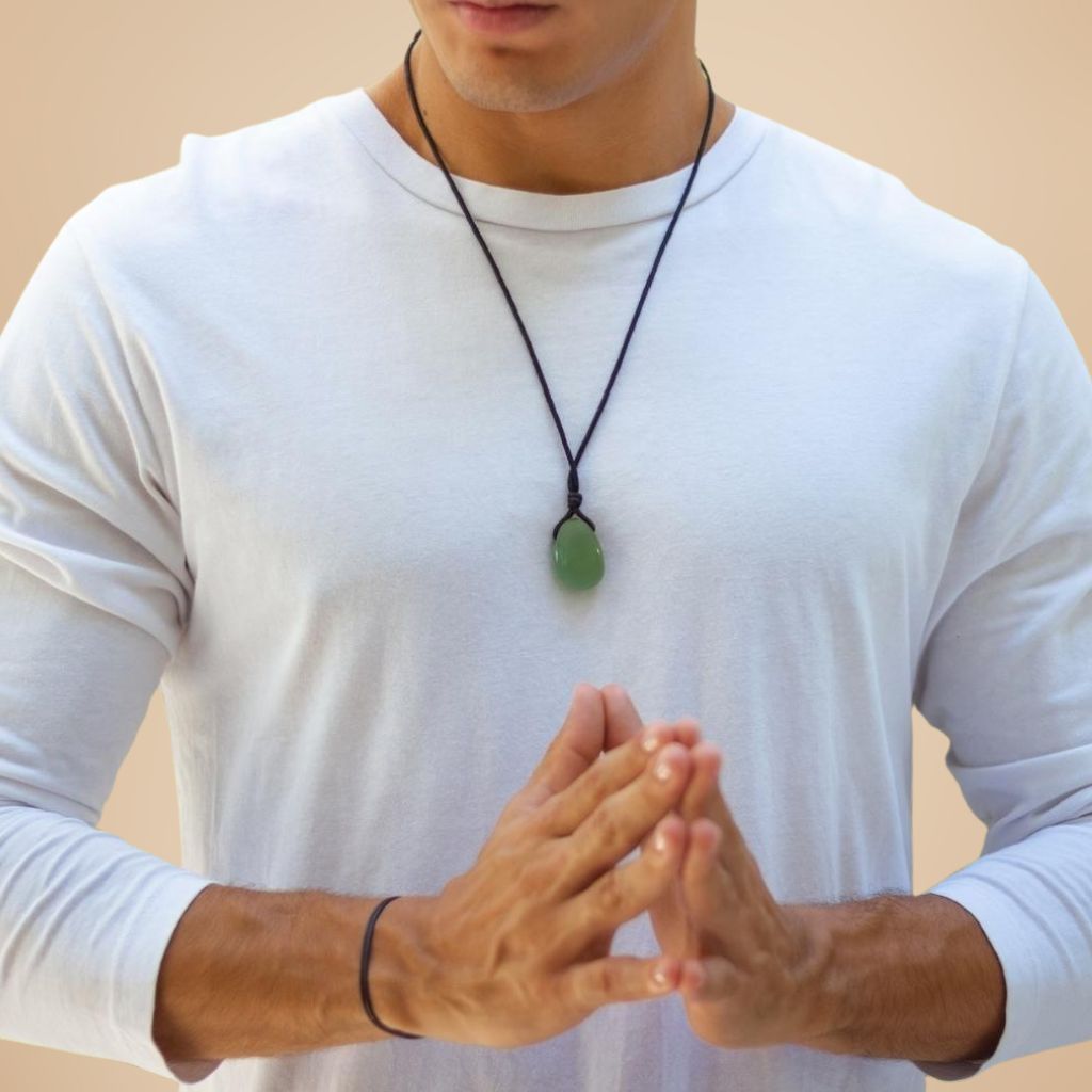 Green Aventurine Pendant Necklace - Adjustable Bohemian Style