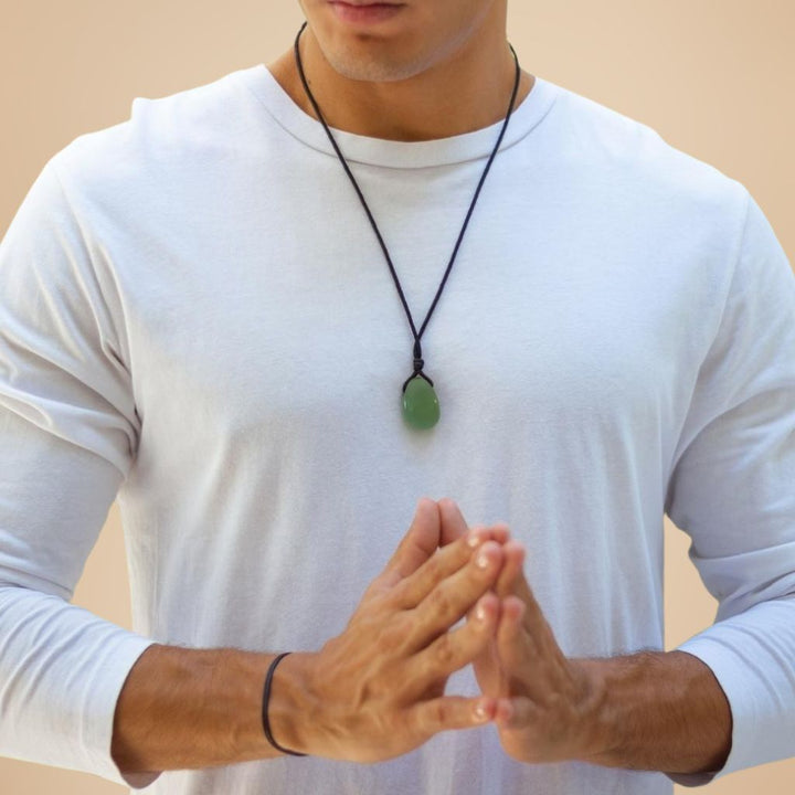 Green Aventurine Pendant Necklace - Adjustable Bohemian Style