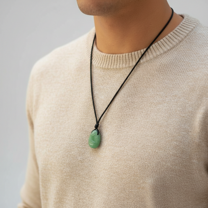 Green Aventurine Pendant Necklace - Adjustable Bohemian Style