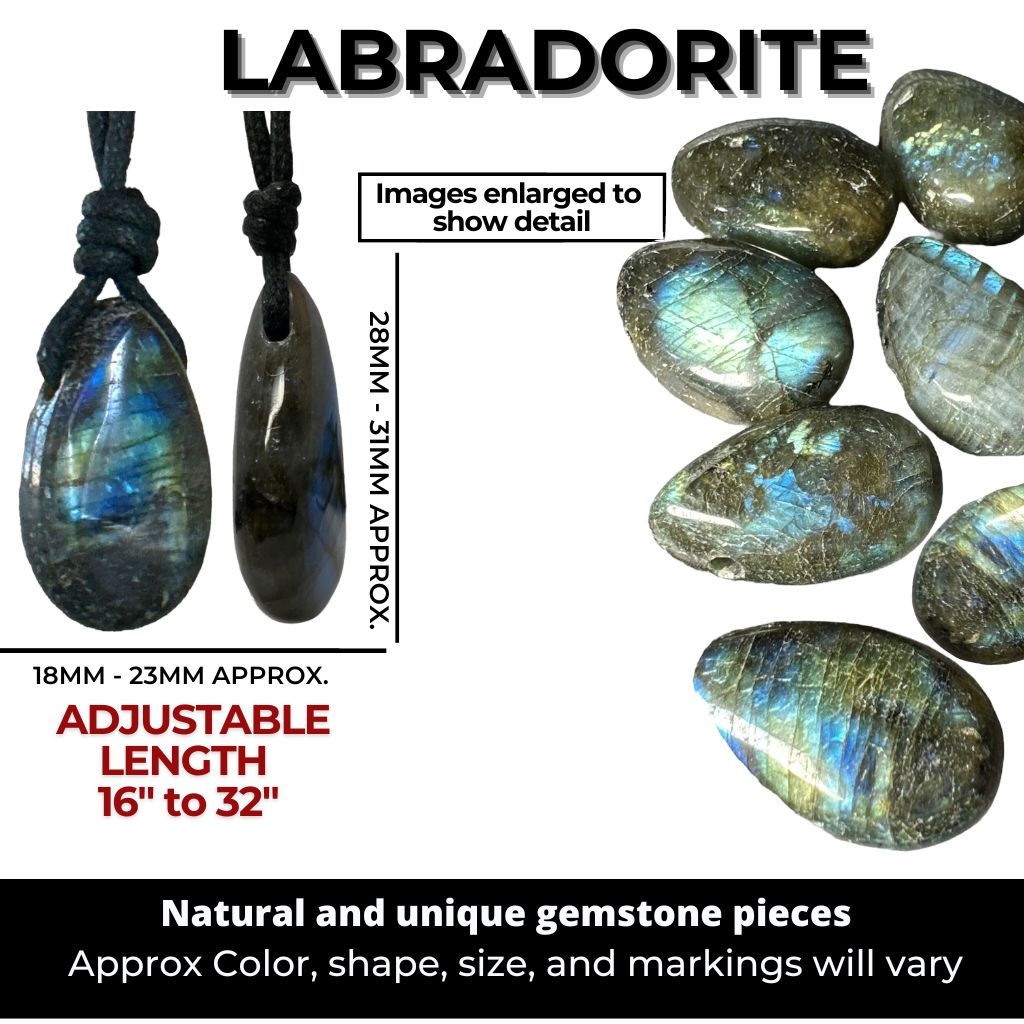 Labradorite Bohemian Necklace on Wax Cotton Cord - Luck Strings