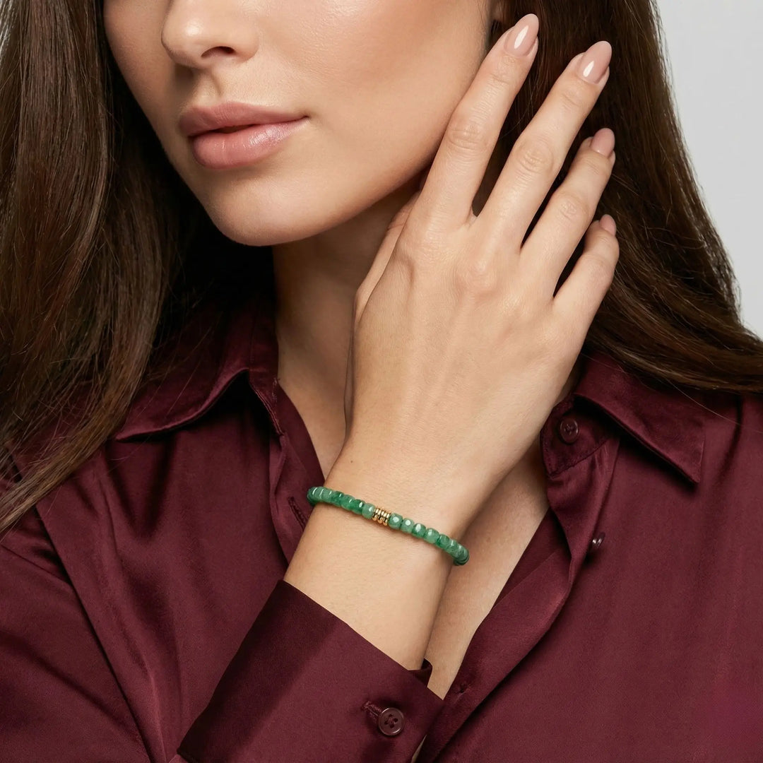 Emerald & 14K Gold Minimalist Bracelet