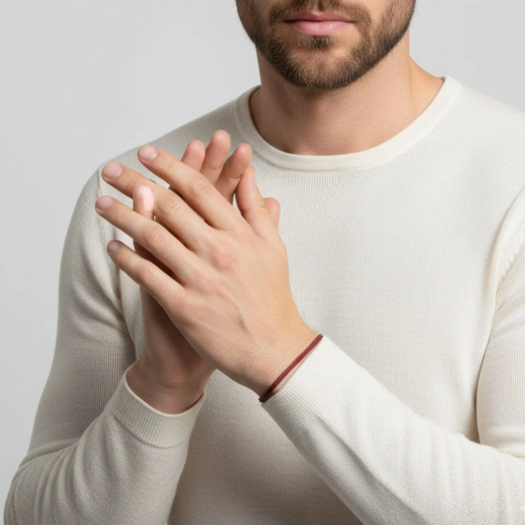 Garnet Red Nylon Cord Bracelet – Adjustable Unisex