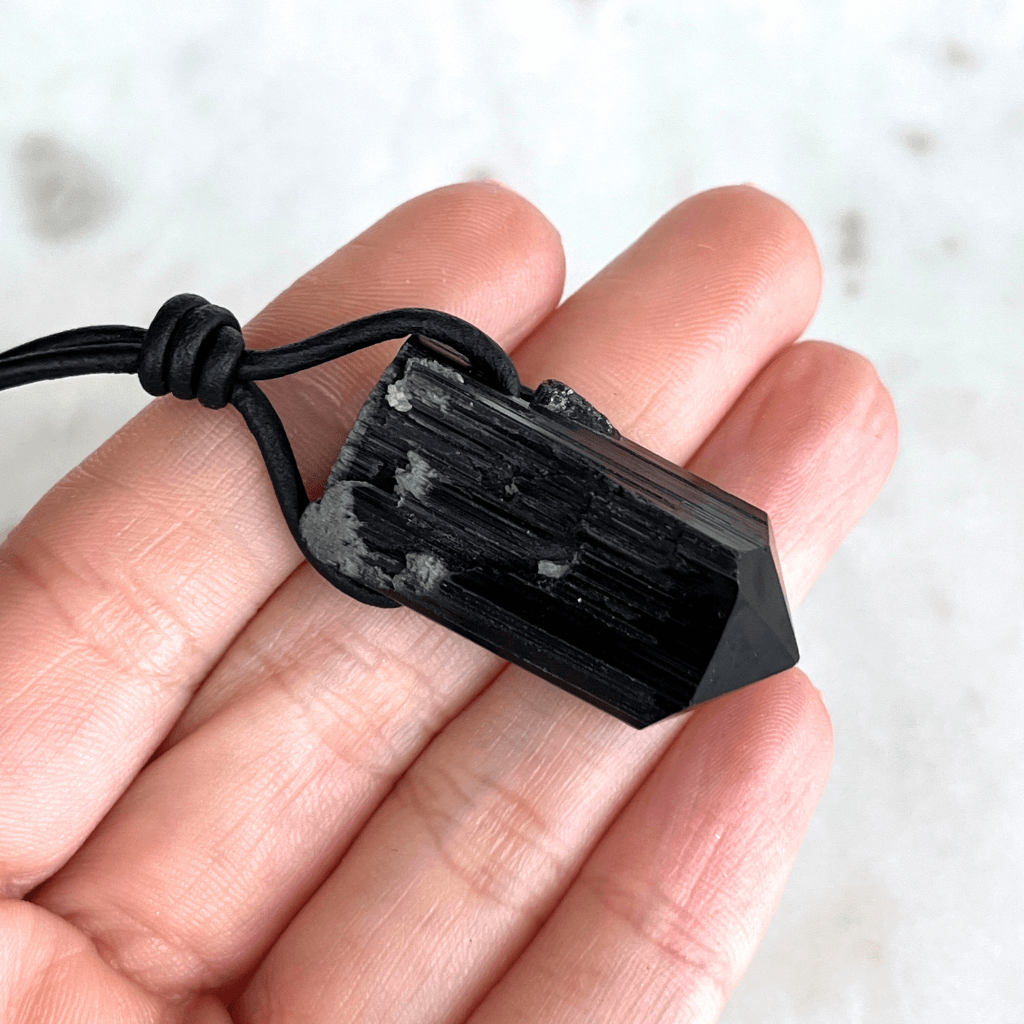 Raw Black Tourmaline Charm Necklace - A symbol of protection and positivity