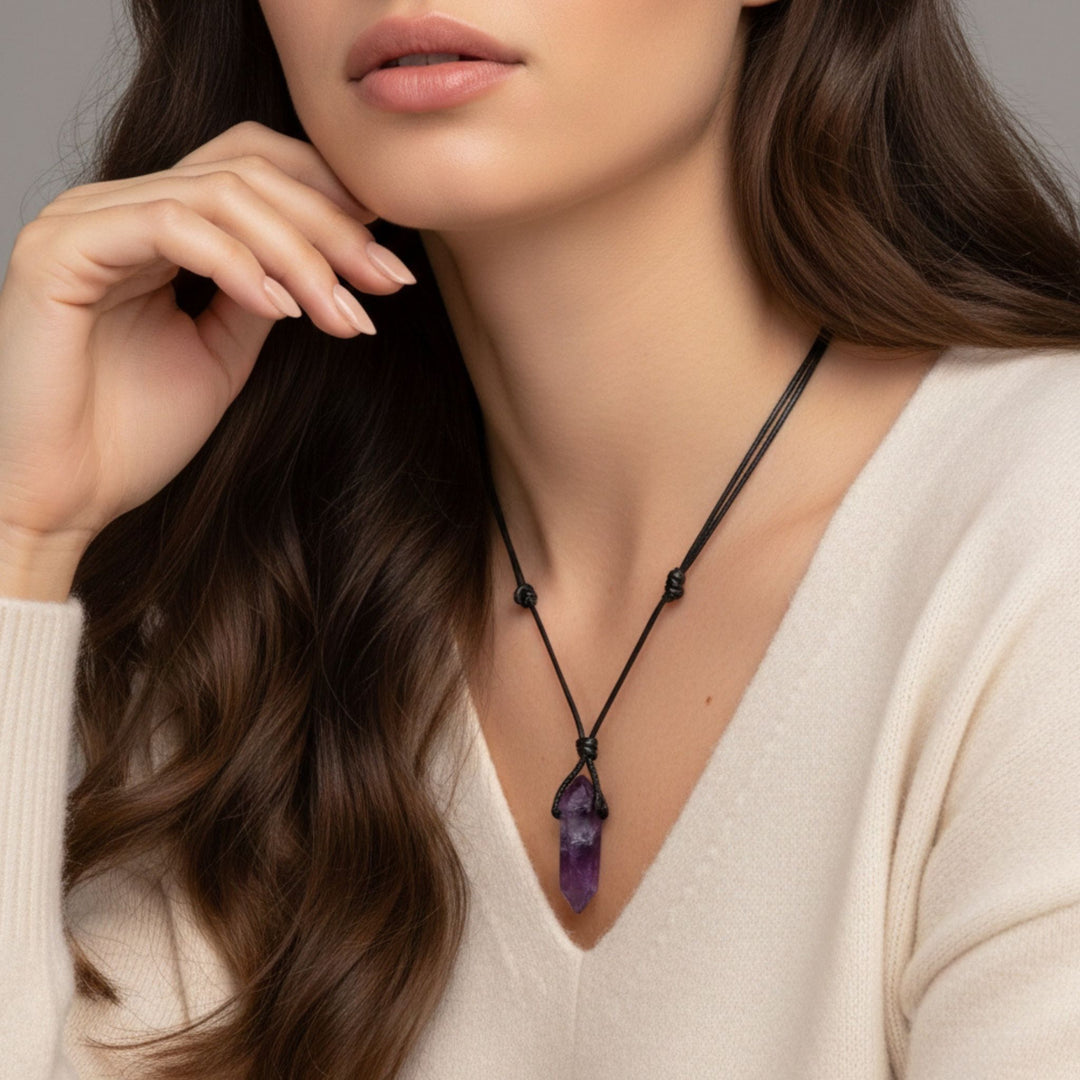 Amethyst Crystal Necklace - Elegant & Adjustable