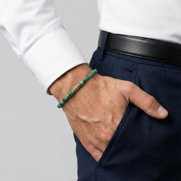 Emerald & 14K Gold Minimalist Bracelet
