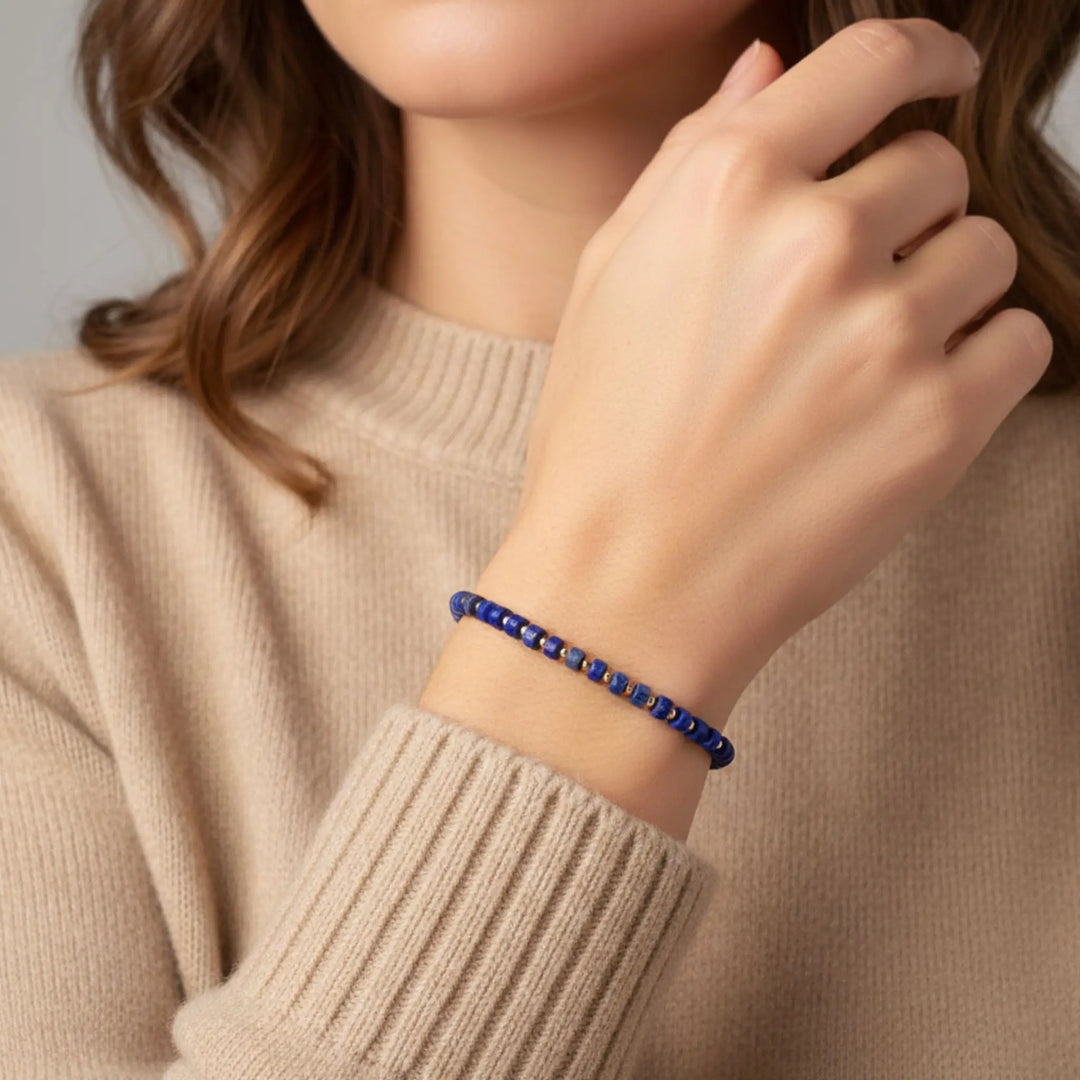 Lapis Lazuli & 14K Gold Minimalist Bracelet
