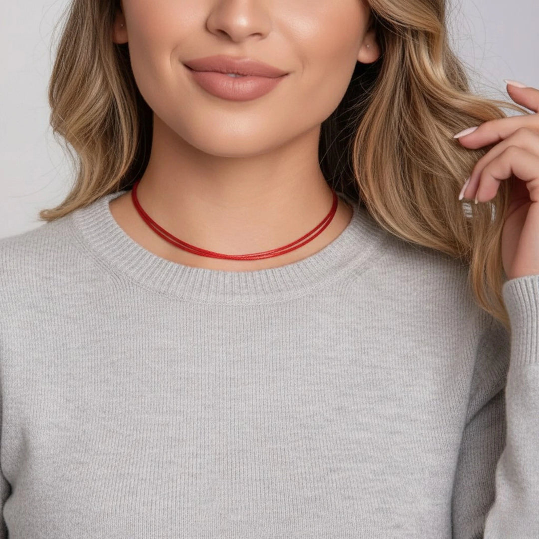 Faux Red Leather Adjustable Choker