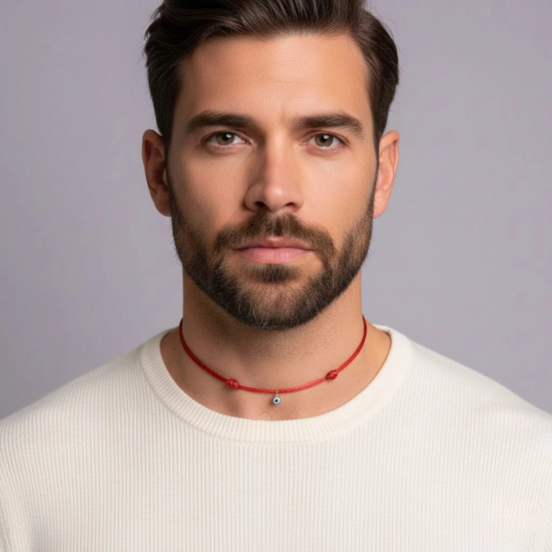 14K Gold Filled Evil Eye Choker - Adjustable, Waterproof Wax Nylon