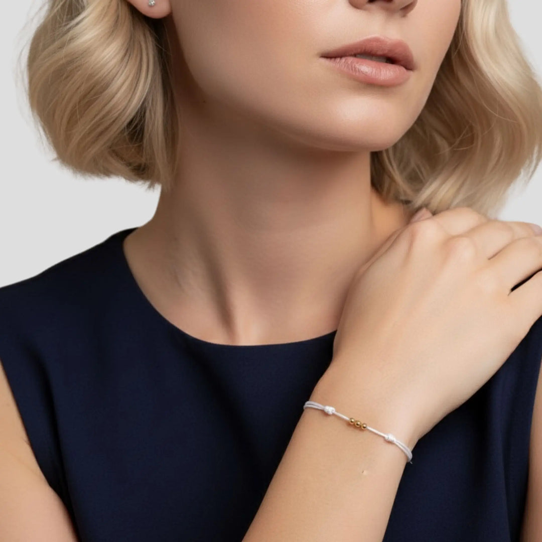 14k Solid Gold Triple Bead Bracelet