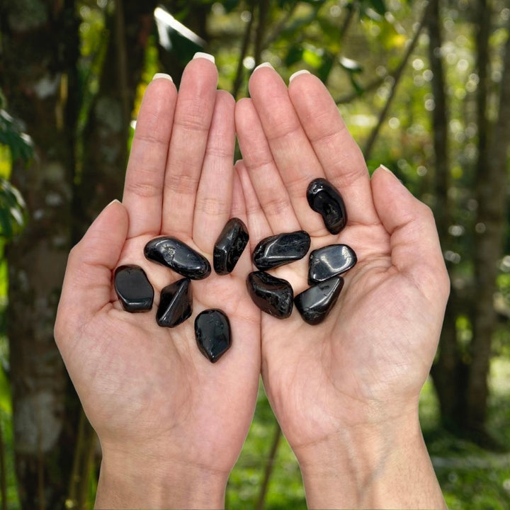 BLACK TOURMALINE TUMBLED POCKET STONE-Luck Strings