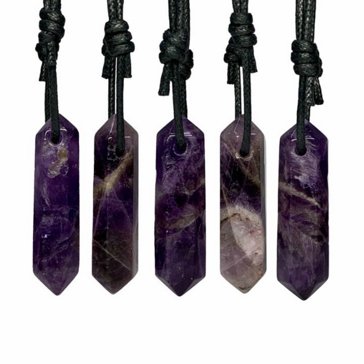 NATURAL AMETHYST POINT NECKLACE FOR MEN AND WOMEN-Luck Strings