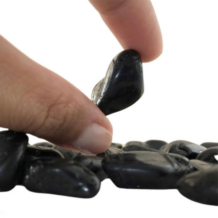 BLACK TOURMALINE TUMBLED POCKET STONE-Luck Strings