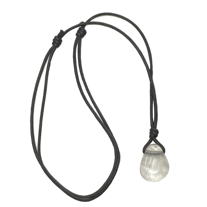 MENS CLEAR QUARTZ PENDANT NECKLACE-Luck Strings