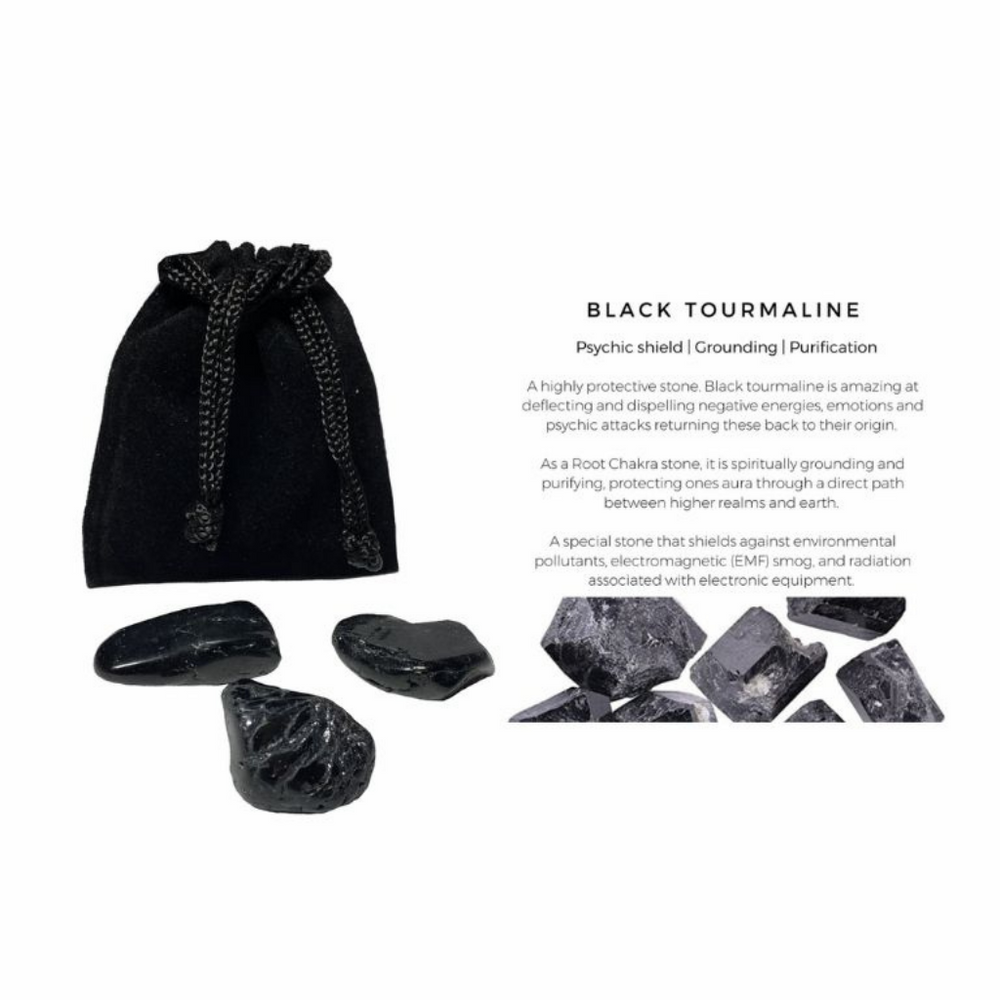 BLACK TOURMALINE TUMBLED POCKET STONE-Luck Strings