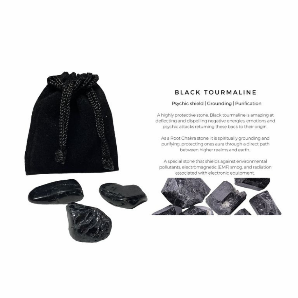 BLACK TOURMALINE TUMBLED POCKET STONE-Luck Strings