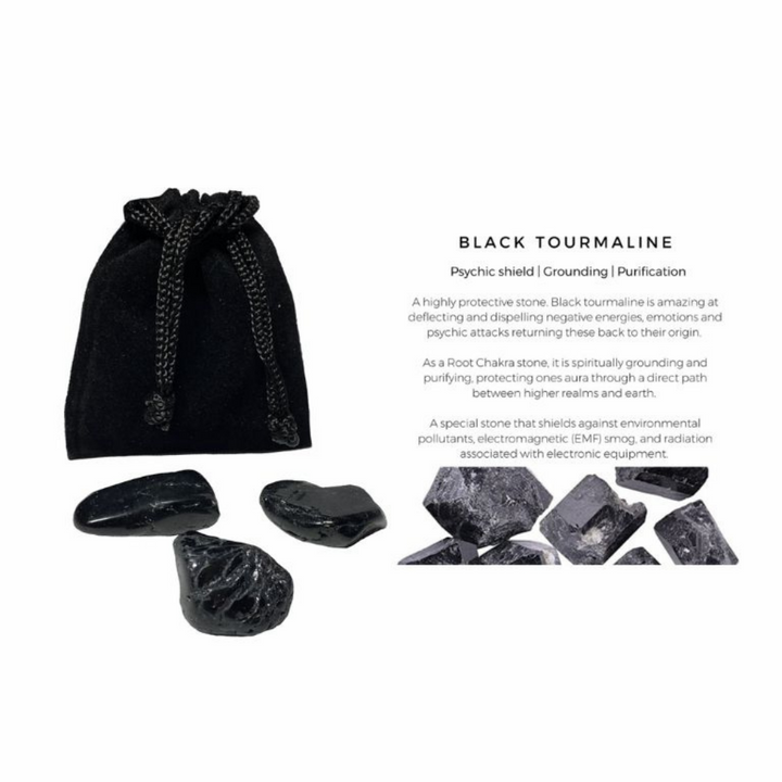 BLACK TOURMALINE TUMBLED POCKET STONE-Luck Strings