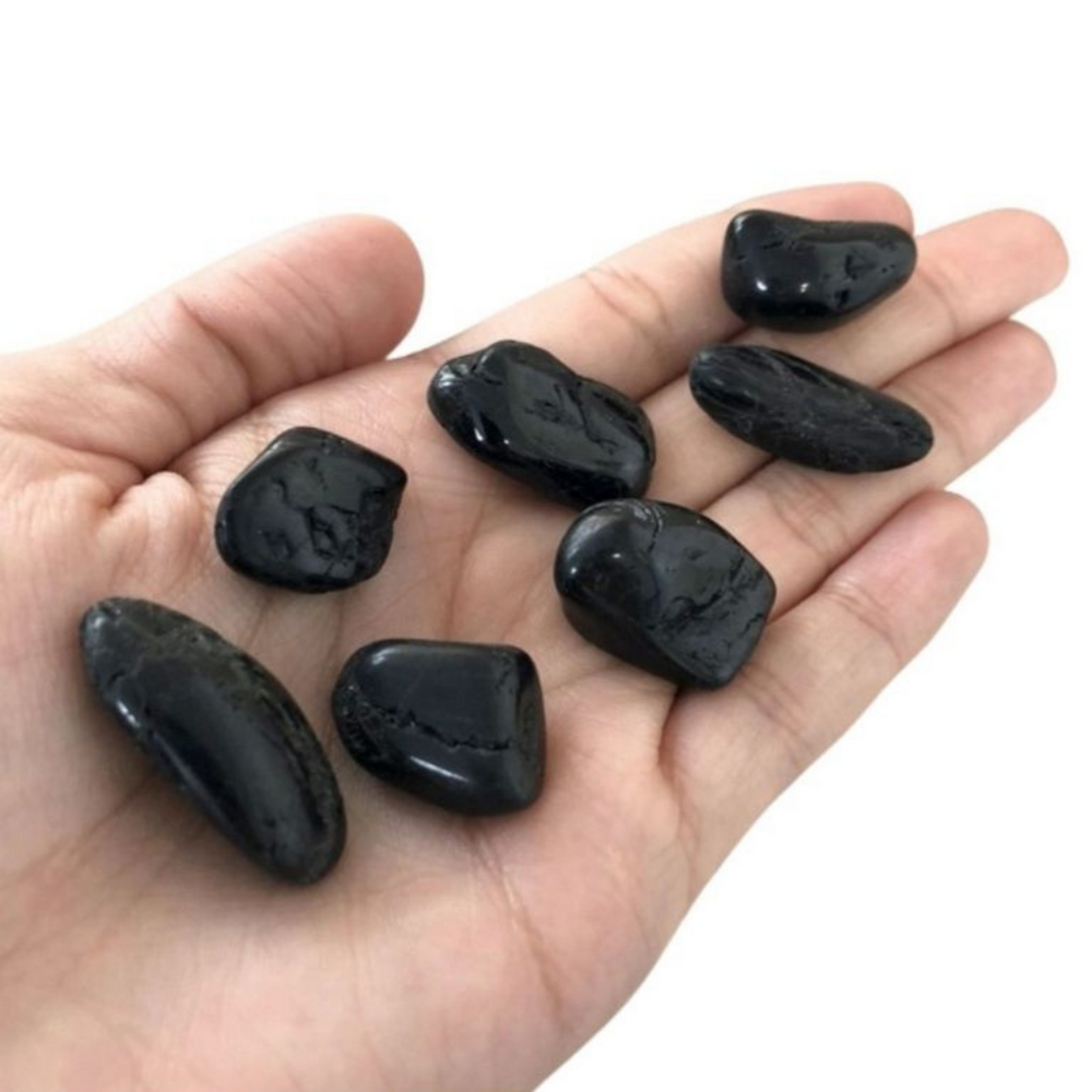 BLACK TOURMALINE TUMBLED POCKET STONE-Luck Strings