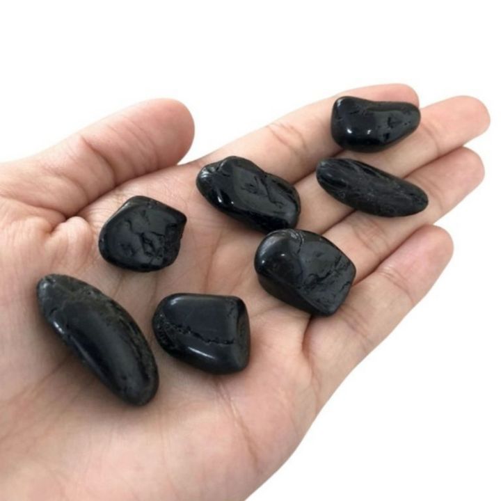 BLACK TOURMALINE TUMBLED POCKET STONE-Luck Strings