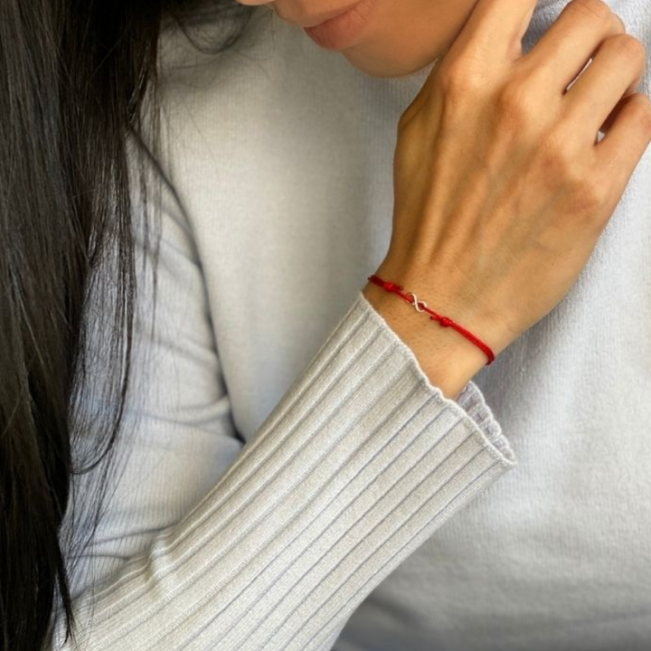 STERLING SILVER RED STRING INFINITY BRACELET-Luck Strings
