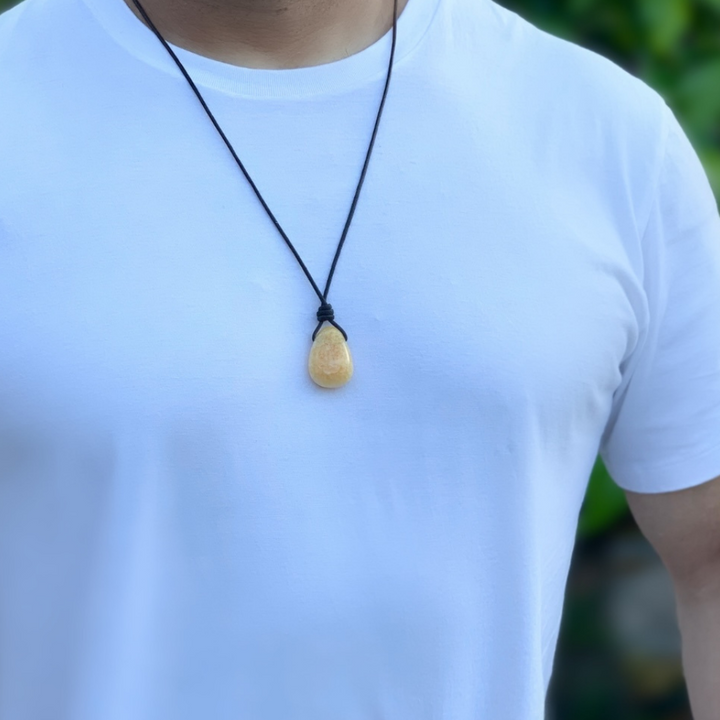 YELLOW CALCITE PENDANT NECKLACE-Luck Strings