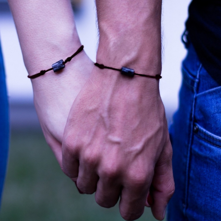 BLACK TOURMALINE COUPLES BRACELETS-Luck Strings
