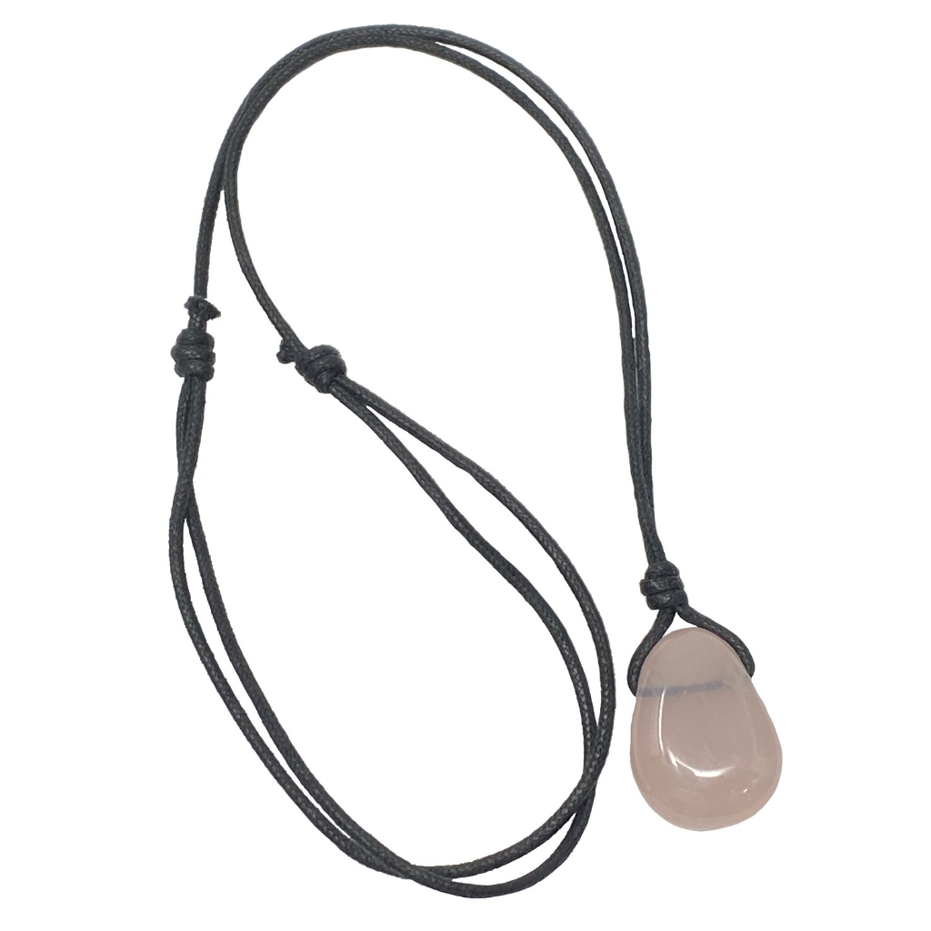 ROSE QUARTZ GEMSTONE PENDANT NECKLACE-Luck Strings