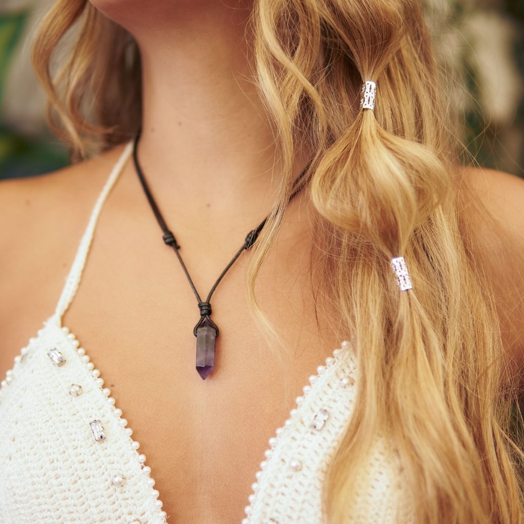 AMETHYST POINT NECKLACE-Luck Strings