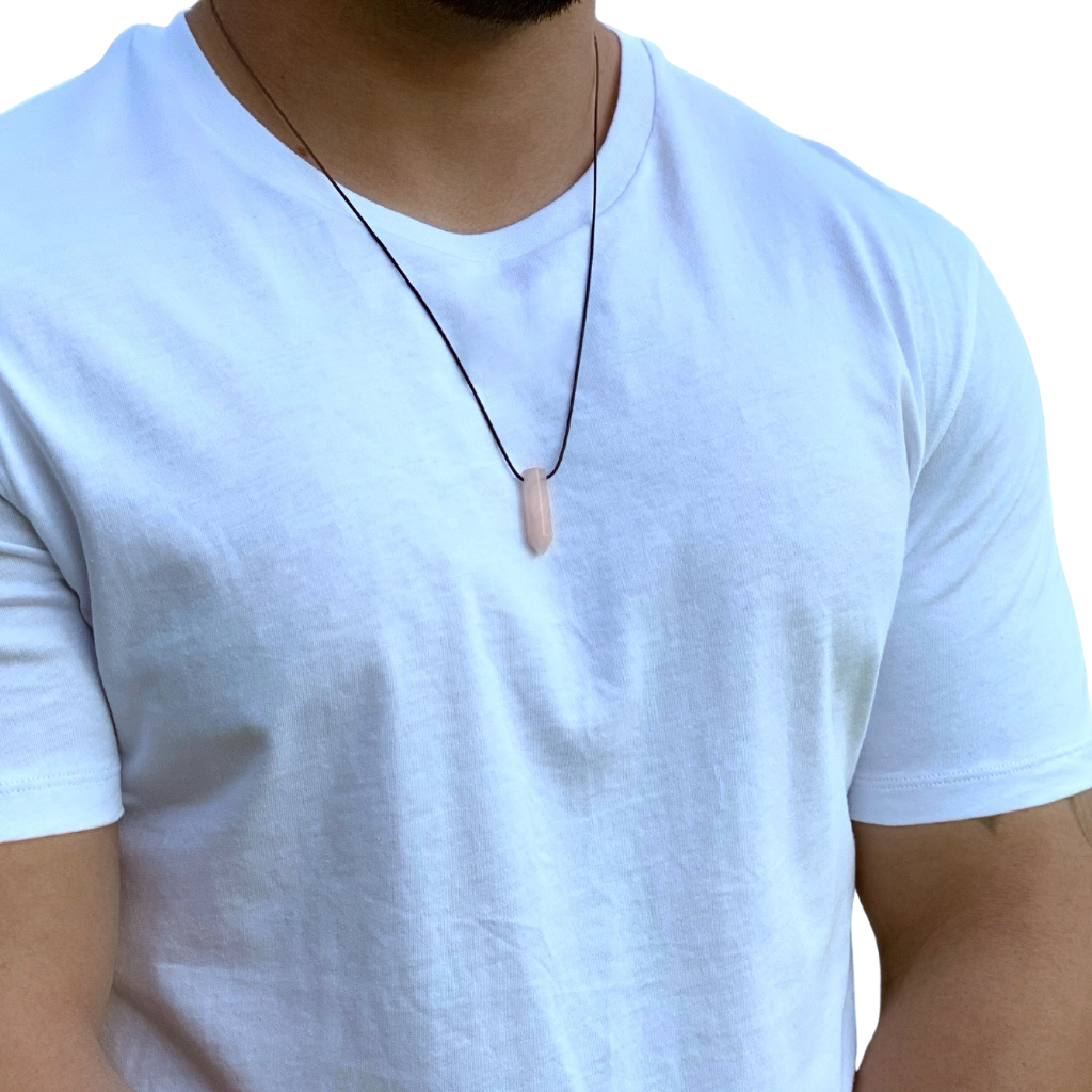 ROSE QUARTZ BULLET POINT NECKLACE-Luck Strings