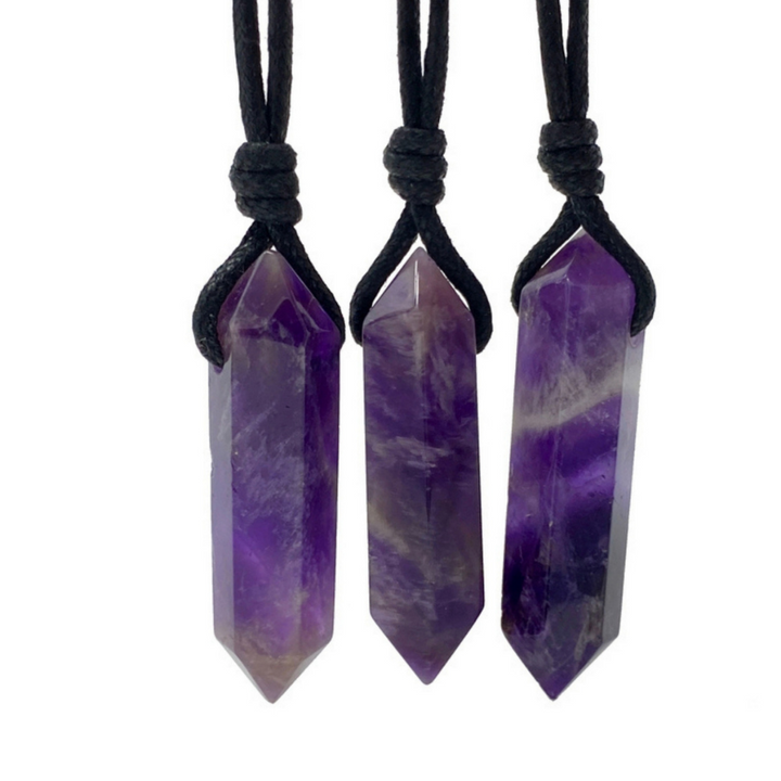 AMETHYST POINT NECKLACE-Luck Strings