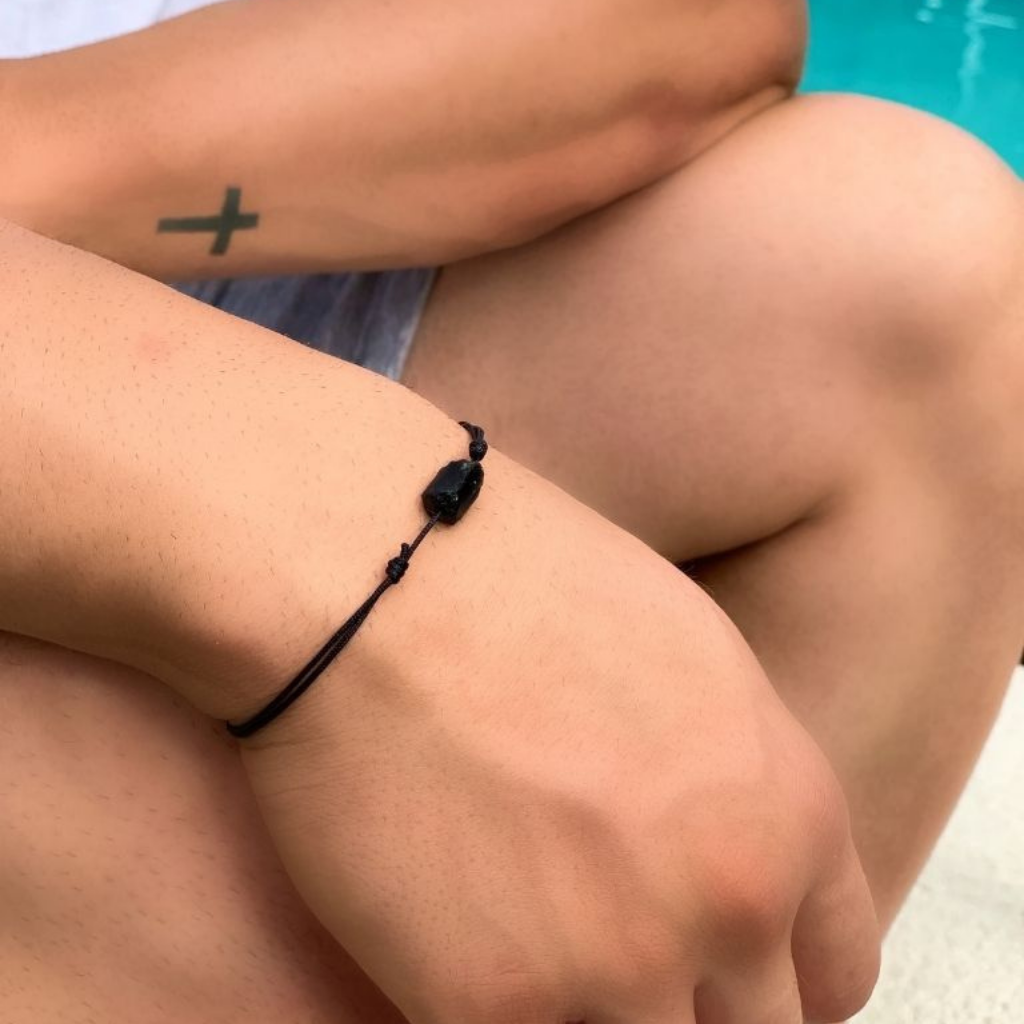 BLACK TOURMALINE COUPLES BRACELETS-Luck Strings
