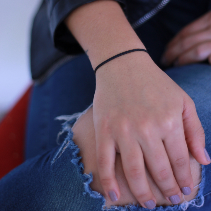 BLACK ADJUSTABLE CORD BRACELET-Luck Strings